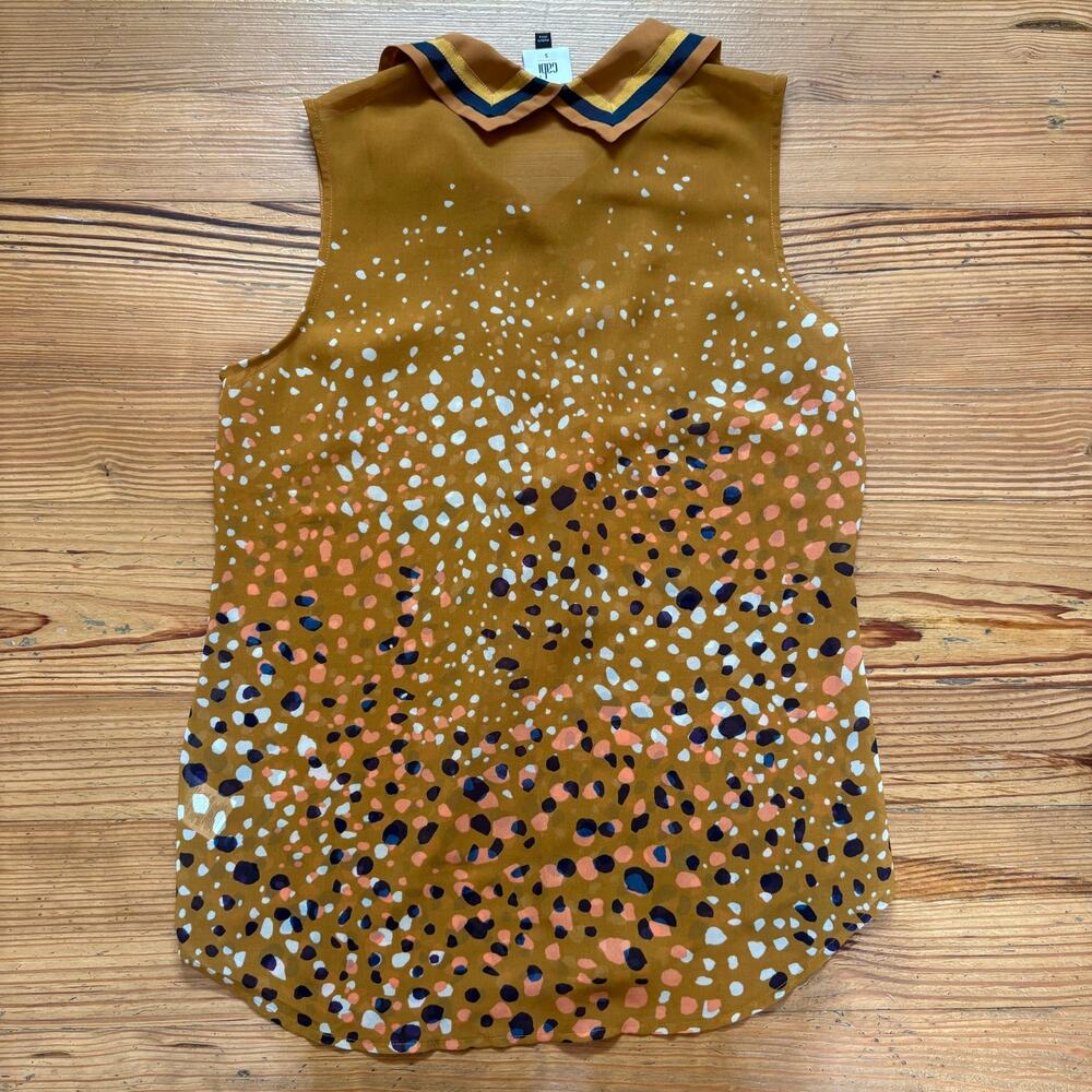 CAbi Cheers yellow speckled collar sleeveless sheer blouse SIZE S‎ - Picture 5 of 5
